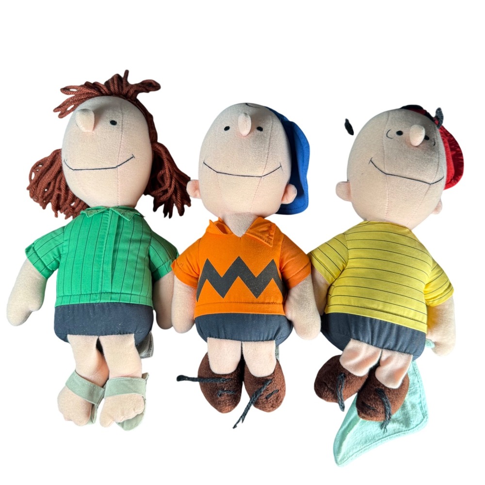 Peanuts Determined Productions Rag Doll Lot 1970s Charlie Brown Linus Patty 12"